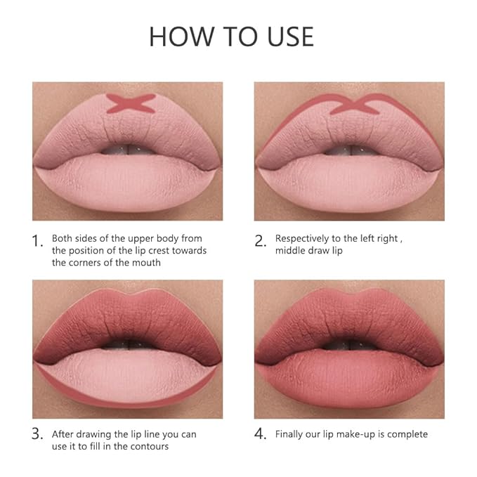 6PCS Matte Lip Liner Set - Premium Waterproof Brown Lip Liner Pencils for Defining & Filling Lips, Long-Lasting Smooth Lip Makeup, High Pigmented Lip Liner Pack for Perfect Nude & Natural Looks #3