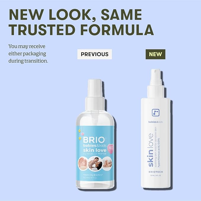 Briotech Baby Skin Love Spray | Gentle Hypochlorous Acid Mist for Soothing, Calming & Cleansing Delicate Skin | Pediatrician-Approved, Hypoallergenic & Added Fragrance-Free | 4 oz (2 Pack)
