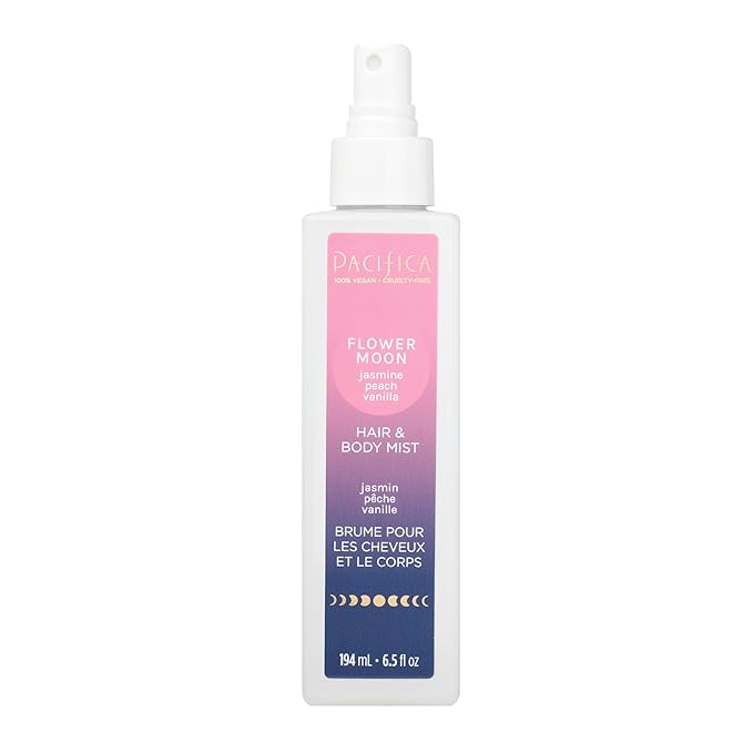 Pacifica Hair Perfume & Body Fragrance Spray Mist - Flower Moon with Jasmine, Peach & Vanilla β Alcohol-Free, Vegan & Cruelty-Free, 6.5 oz
