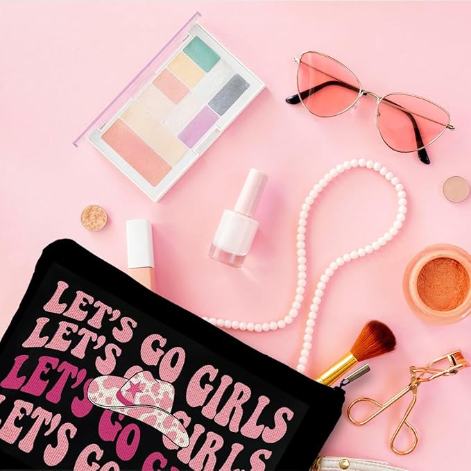 Let's Go Girls Western Makeup Bag, Hot Pink Preppy Makeup Bag, Bachelorette Party Gifts, Preppy Gifts for Women, Cowgirl Gifts, Western Gifts for Women, Western Stuff