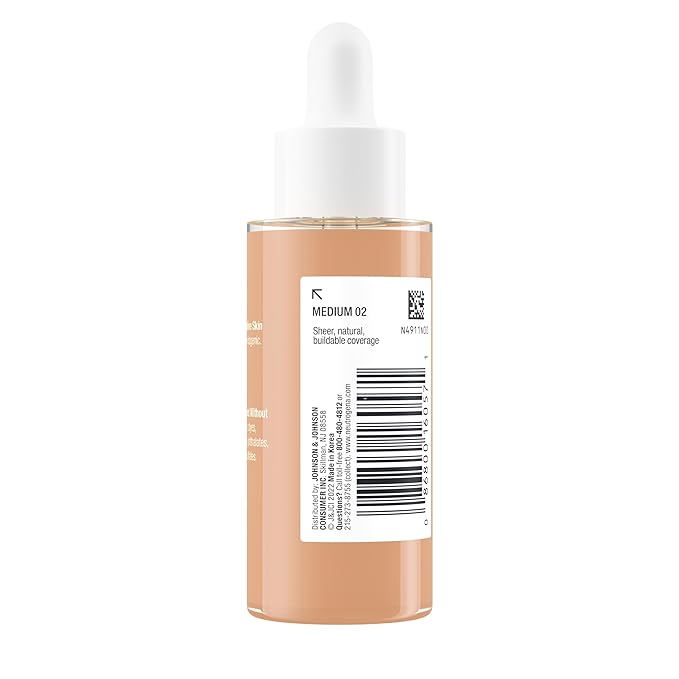 Neutrogena Healthy Skin Sensitive Skin Serum Foundation with Pro-Vitamin B5, Color Correcting & Pore Minimizing Liquid Foundation & Face Serum, Buildable Coverage, Medium 02, 1 oz