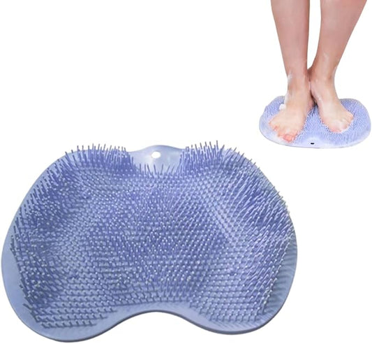 YVPSI Shower Foot & Back Scrubber, Wall Mounted Massage Pad, Silicone Bath Massage Cushion Brush with Suction Cups for Body Scrubber Improve Foot Circulation & Soothes Tired Feet (Blue)