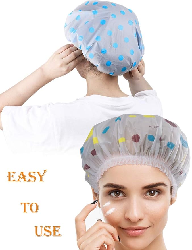 12 Pieces Reusable Waterproof Shower Caps,Durable Elastic Bathing Hair Cap,Beauty Salon Spa Shower Caps Lace Elastic Band Hair Bath Caps Shower Caps