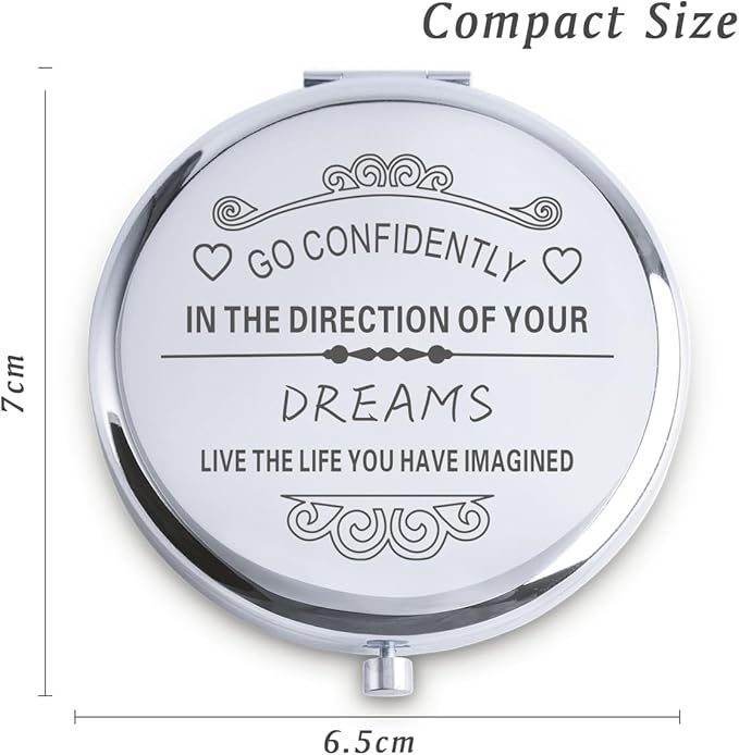 Personalized Gifts for Women Girls, Inspirational Compact Mirrors, 2025 Graduation Gifts for Her, Unique Mothers Day Birthday Gifts for Mom Sister Wife Daughter Niece, Friendship Gifts for Friends