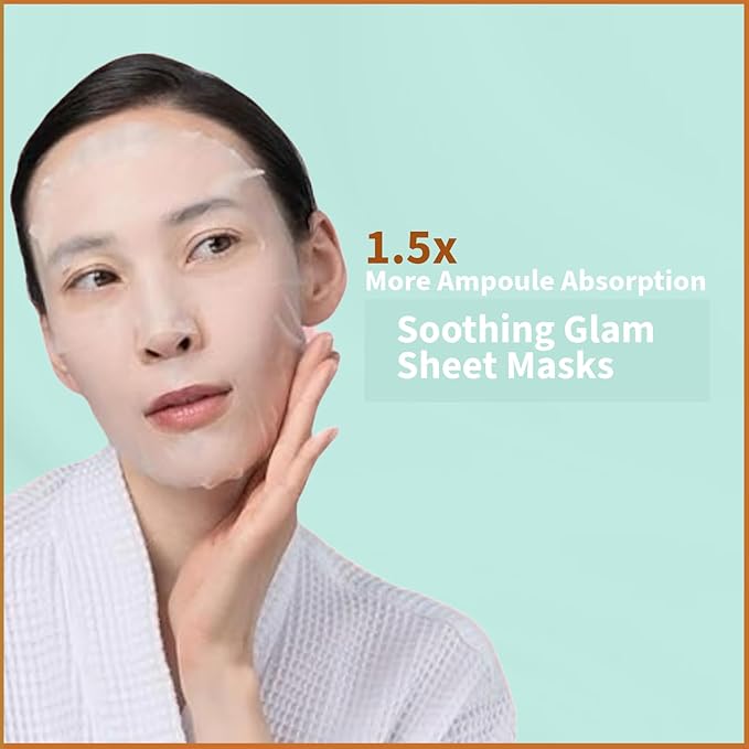 YoungMe Soothing Glam Facial Sheet Mask β 6-Pack | Hydrating & Moisturizing Korean Skin Care for Sensitive & All Skin Types