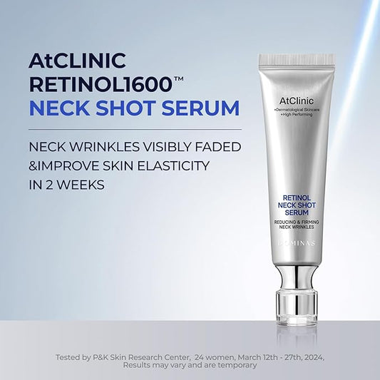 Atclinic Neck Firming Serum with Retinol & 5-Peptides β Reduce Wrinkles & Tech Neck Lines in 2 Weeks | Lightweight, Korean Skincare (1 fl oz)