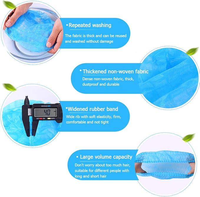 Tvoip 100Pcs 19" Disposable Cap Hair Net Cap Hair Hat Anti Dust Net Bouffant Cap Non-Woven Head Cover Hat Elastic Cleaning Hair Protect Hat Cap (Black)