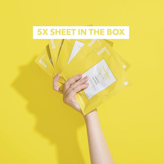 TrΓ©sor Solaire - Soothing Facial Sheet Mask - Soothing & Strengthening - With Vitamin E & Arnica - Brightening, Firming & Revitalizing - Multi-Active Serum Formula - 5 Pack