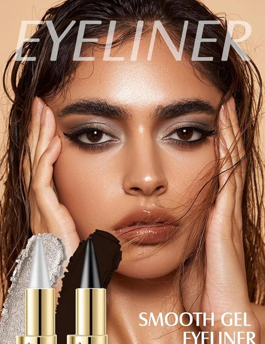 Long Wear Gel Eyeliner, Eyeliner Cream Stick Natural Black, Eye Liner Gel Waterproof Smudge Proof, Long Lasting Smooth Eye liner Pencil (Gray)
