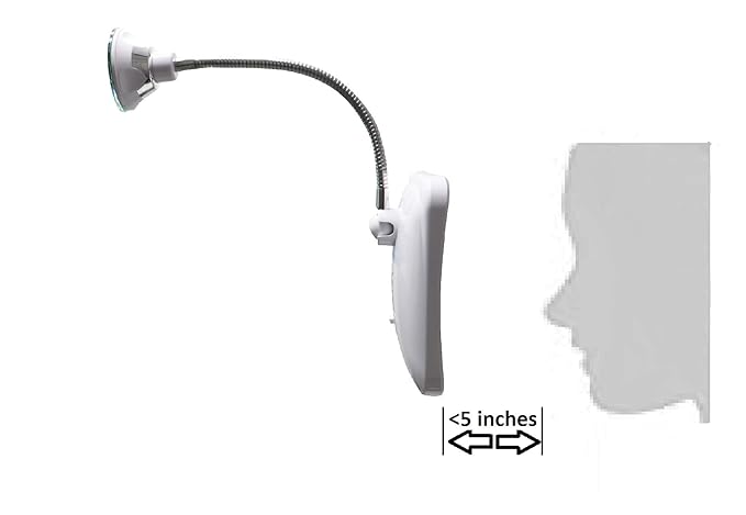 JiBen Square Flexible Gooseneck LED Lighted 10X Magnifying Makeup Mirror, Power Locking Suction Cup, Bright Diffused Light, 360 Degree Swivel, Portable Cordless Travel and Home Bathroom Vanity Mirror