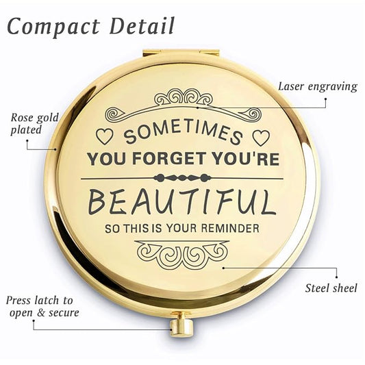Personalized Gifts for Women Girls, Inspirational Compact Mirror, 2025 Graduation Gifts for Her, Unique Mothers Day Birthday Gift for Mom Wife Sister Daughter Niece Friend Granddaughter Grandma Aunt