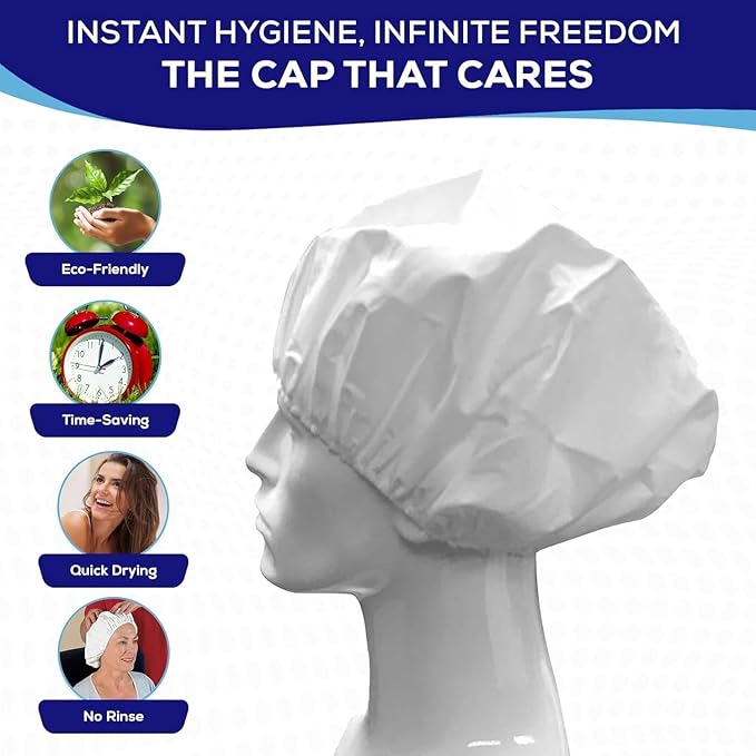 MedVance No Rinse Shampoo Cap | Rinse Free Shower Cap that Shampoos & Conditions | PH Balanced & Hypoallergenic Waterless Hair Wash | 1 Pack