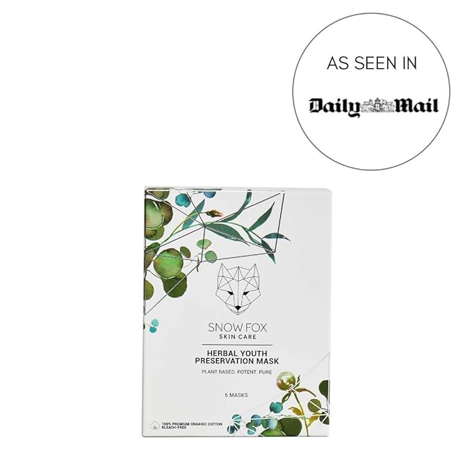 Snow Fox Herbal Youth Mask β 1 Pack Anti-Aging, Hydrating and Firming Mask with Super Greens Herbs that Boost Collagen and Elasticity Production for a Radiant Youthful Glow