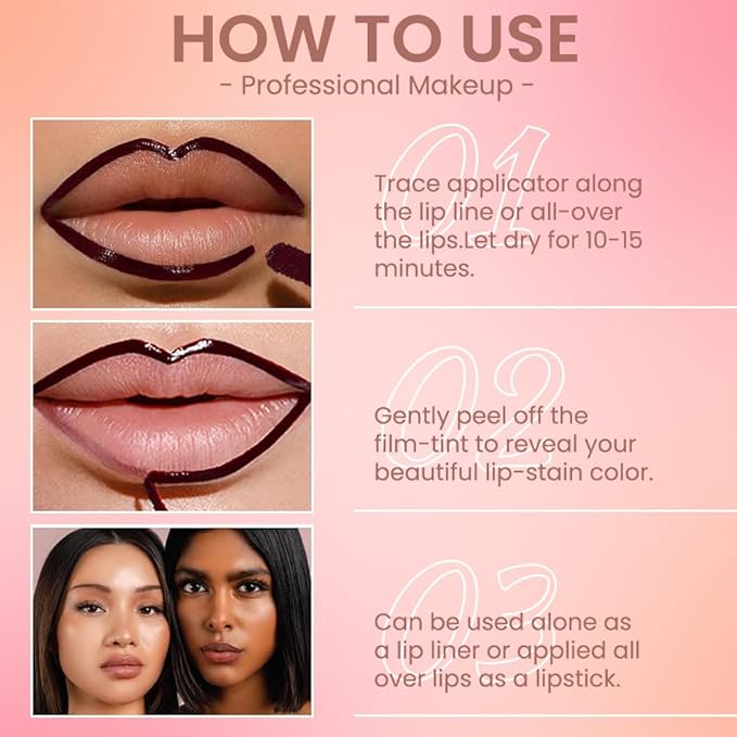 Matte Lip Gloss Stain-Peel Off Lip Liner Tattoo, Brownish Red Lip TintοΌLong Lasting Peel Off Lip Stain, Waterproof Transfer-proof Lip Mask Lip Liner Peel Off Lip Gloss,Stayn Lip Makeup. #03