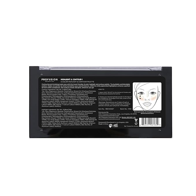 Profusion Cosmetics Mini Artistry Highlight & Contour I Palette Makeup Kit, Long Lasting and Soft Powder Formula - Light Medium