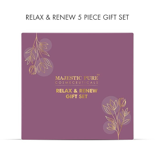 Majestic Pure Mothers Day Gift Set set of 5- (Brazilian Orange oil 1oz, Scented Candle - 50g, Gardenia Hand Cream - 20g, Himalayan Salt Body Scrub - 160g, Gold Face Mask - 100g)