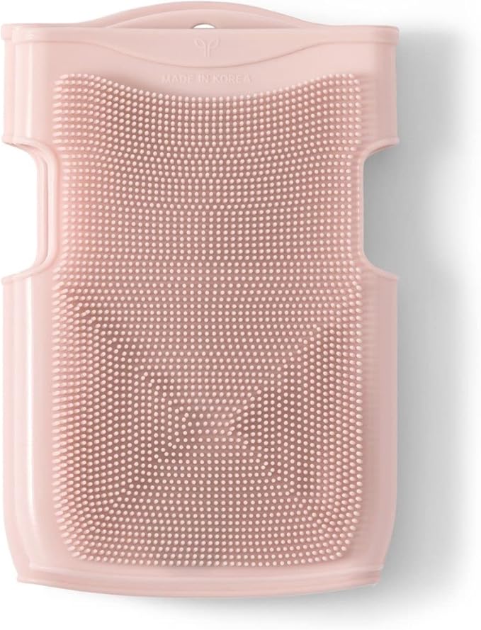 Innobaby Double Sided Silicone Massage Mitt Bath Scrubber Shower Brush & Scalp Massager/Pink