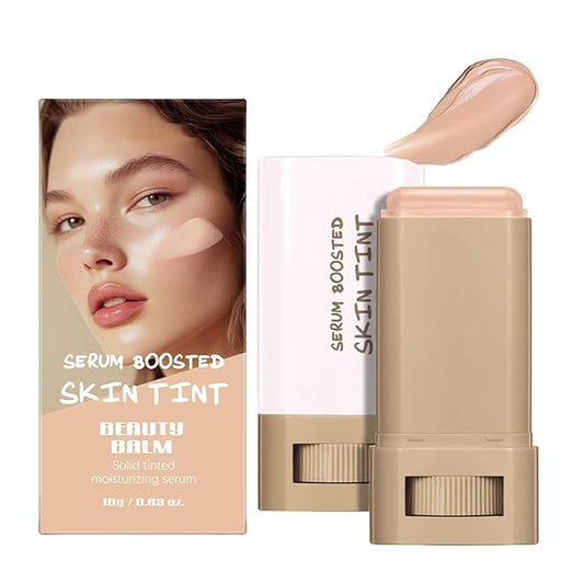Beauty Balm Serum Boosted Skin Tint, Solid Tinted Moisturizing Serum Foundation Stick, Buildable Medium-to-Full Coverage Contour Stick for Face Makeup (#05)