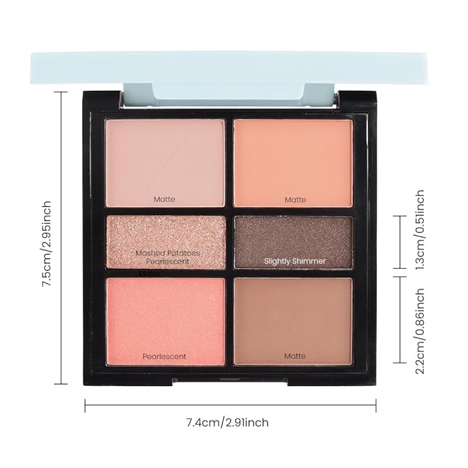 6-Color Nude Champange Brown Matte & Shimmer Eyeshadow Palette with Mirror β Highly Pigmented, Long-Lasting Eye Makeup for Artists & Creative Looks (02#)