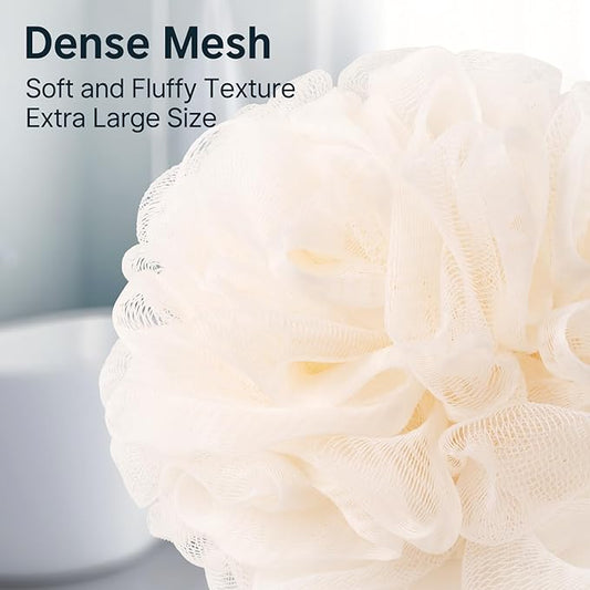 AmazerBath Loofah Sponge, Shower Loofah 60g/PCS - Body Scrubber Loofa Set of 3 Cream Color, Bath Sponge for Men and Women