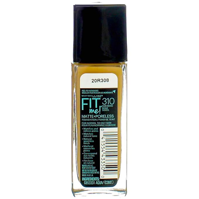 Myb Fitme 310 Mp Fndtn Sn Size 1z Maybelline Fit Me Matte+poreless Foundation Sun Seige 310 1 Fl Oz