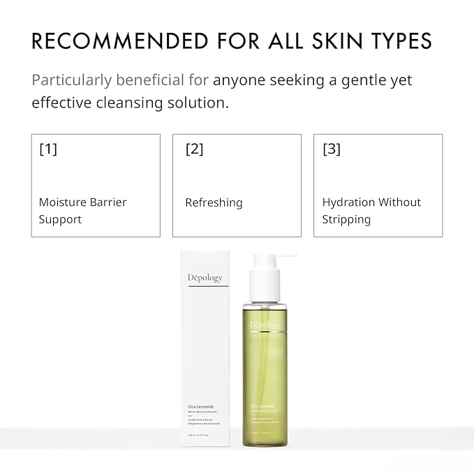 depology Cica Redness Relief Nourishing Cleanser | Facial Wash with Hyaluronic Acid and Ceramides | Gentle Cica Cleanser Facial Redness and Inflammation | 6.76 fl.Oz