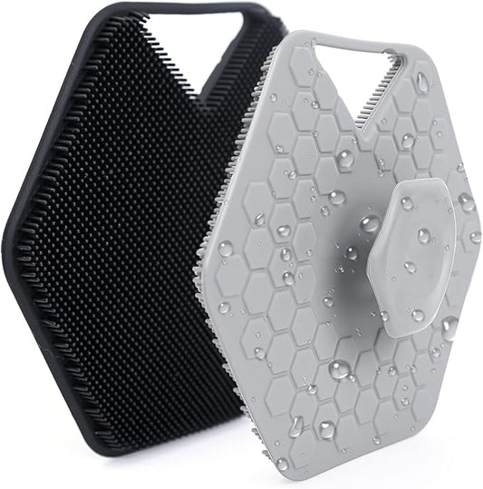 Soft Silicone Exfoliating Body Scrubber, Shower Scrubber for Body, Easy Cleaning & Exfoliation Grip Shower Brush with Hanging Hole for Oily, Dry, Normal, and Sensitive Skin Types οΌ2pcsοΌ