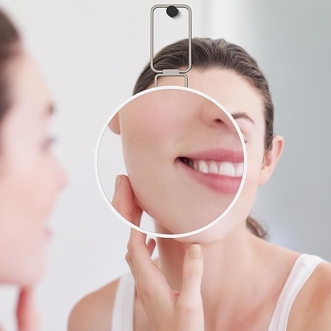 Travel Magnifying Mirror 20x Large 6β Diameter Makeup Mirror with Magnification 20x, Portable Handheld Close Up Magnified Mirror with Stand & Suction Cups, Perfect for Makeup, Shaving, Deep Cleaning