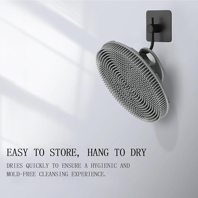 INNERNEED Food-Grade Soft Silicone Body Scrubber Shower Brush Handheld Cleansing Skin Brush, Gentle Exfoliating and Lather Well (Black+Gray)