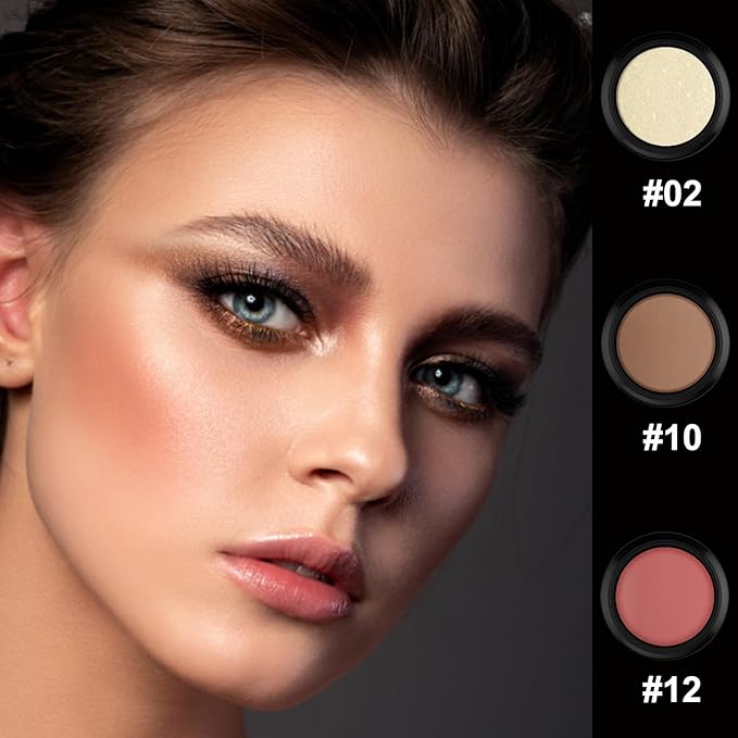 PHOERA Foundation Makeup for Wome Full Coverage Foundation Set,3 Pcs Cream Contour Stick Makeup Kit, Shades with Highlighter Stick, Blush Stick and Bronzer Contour Stick