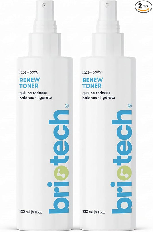 BRIOTECH Renew Toner, Hypochlorous Acid Spray, Minimize Appearance of Blemishes, Soothing Facial Mist for Sensitive Skin, Calm Redness & Bumps, Vegan, 4 fl oz (2 Pack)
