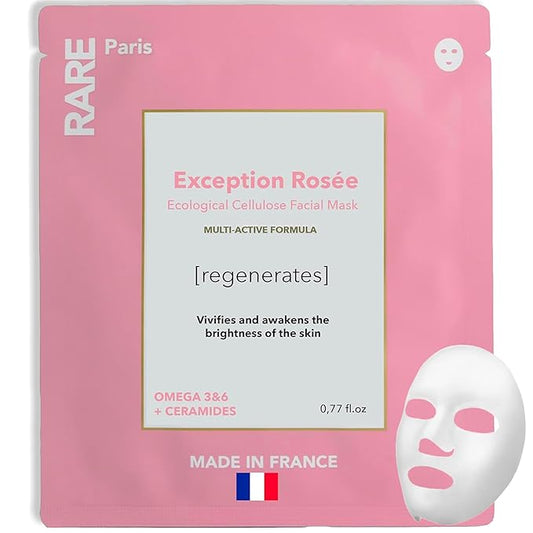Exception RosΓ©e - Regenerating Facial Sheet Mask - Hydrating & Brightening - With Ceramides & Omega-3 & 6 - Brightening, Firming & Revitalizing - Multi-Active Serum Formula - 1 Pack