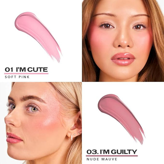 Sacheu Cheek STAY-N Liquid Blush for Cheeks β High Pigment, Buildable, Lightweight Cream Blush Infused With Squalane, for Dewy Radiant Flushed Cheeks β Long-lasting & Cruelty Free, Pretty in Pink Duo