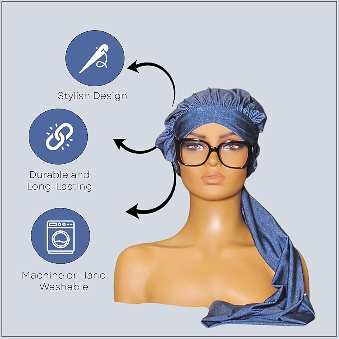 Bonnetail for Women, Long Bonnet for Ponytails, Hair Care, Bonnetail for Sleeping with Ear Slots