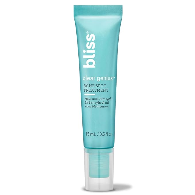 Bliss Clear Genius Acne Spot Treatment β Maximum Strength 2% Salicylic Acid Shrinks Blemishes β Clean, Vegan, Cruelty-Free, 0.5 Fl Oz