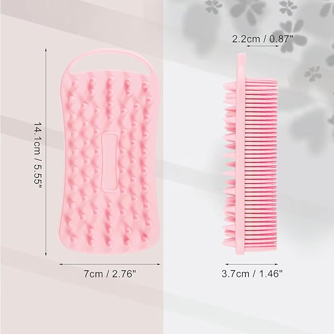 VOCOSTE Silicone Body Scrubber, 2 in 1 Body Brush Hair Scalp Massager, Soft Body Scrubbers for Use in Shower, Lathers Well Exfoliating Body Scrubber for All Skin Types, Pink