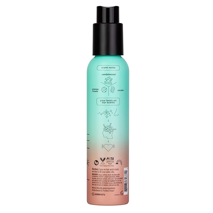 Pacifica Beach Day Hair Mist Perfume & Full Body Spray for Women - Body Mist Fragrance w/Bergamot, Orange Flower, Sandalwood, Amber, Musk & Suede Leather β Clean Beauty Alcohol-Free, Vegan 5 oz