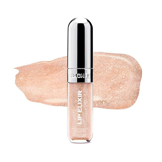 Sacheu Lip Elixir Nourishing and Hydrating Lipgloss β Moisturizing Plumping Lip Gloss Enriched with Collagen, Non-Sticky Lip Color Smooth High-Shine Finish, Vegan & Cruelty-Free, Tanghulu Candy