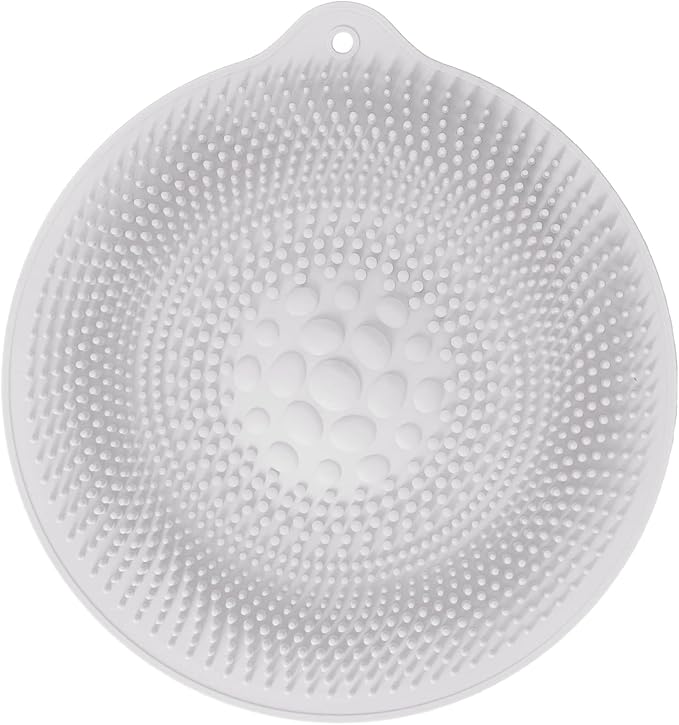 Foot Massage Pad Rubber Shower Brush Adsorbent Mini Scrubber Foot Scrub Pad Exfoliating Soothing Tired Feet Clean Reuse Home Travel(Light Grey)