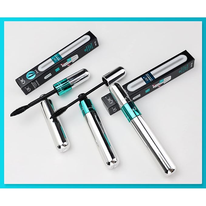 2 Pack Lash Cosmetics Mascara 5x Longer Lash Mascaras, 2 in 1 Black Mascara Waterproof Volume and Length Eye Cosmetics, Long-Lasting Natural Liquid Eyelash Mascaras Black Makeup