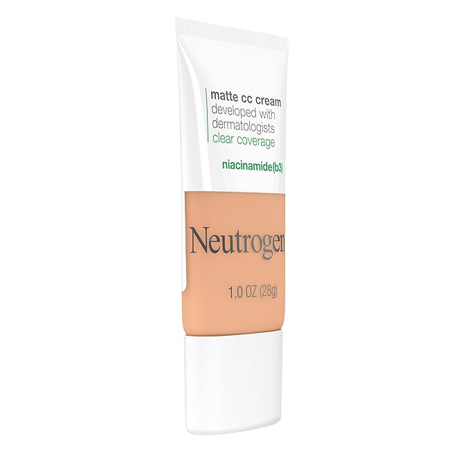 Neutrogena Clear Coverage Flawless Matte CC Cream, Full-Coverage Color Correcting Cream Face Makeup with Niacinamide (b3), Hypoallergenic, Oil Free & Fragrance Free, Butter, 1 oz