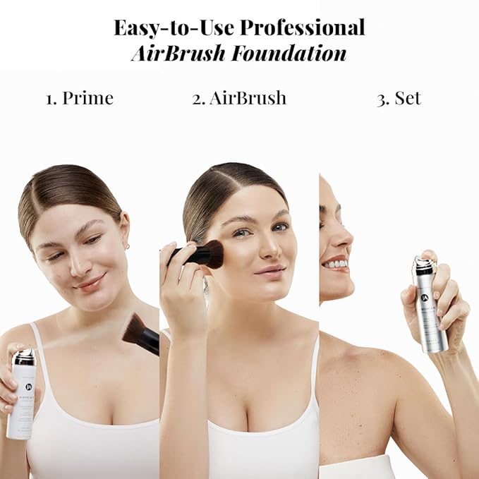 MagicMinerals AirBrush Foundation Set by Jerome Alexander - Complete 5pc Spray Makeup Set with Foundation, Primer, and Setting/Finishing Spray - for Smooth, Radiant Skin (Dark Espresso)