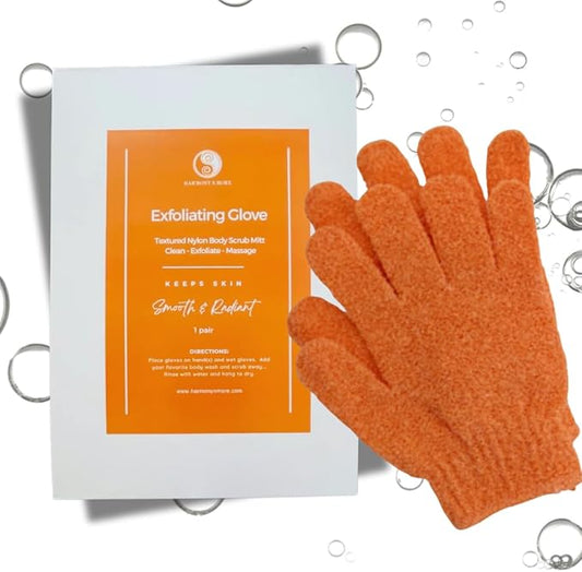 Exfoliating Gloves - Textured Nylon Bath & Shower Body Scrubber Mitt - Loofah-Like Texture - Dead Skin Removal - Exfoliation Glove - Orange - Medium - 1 Pair