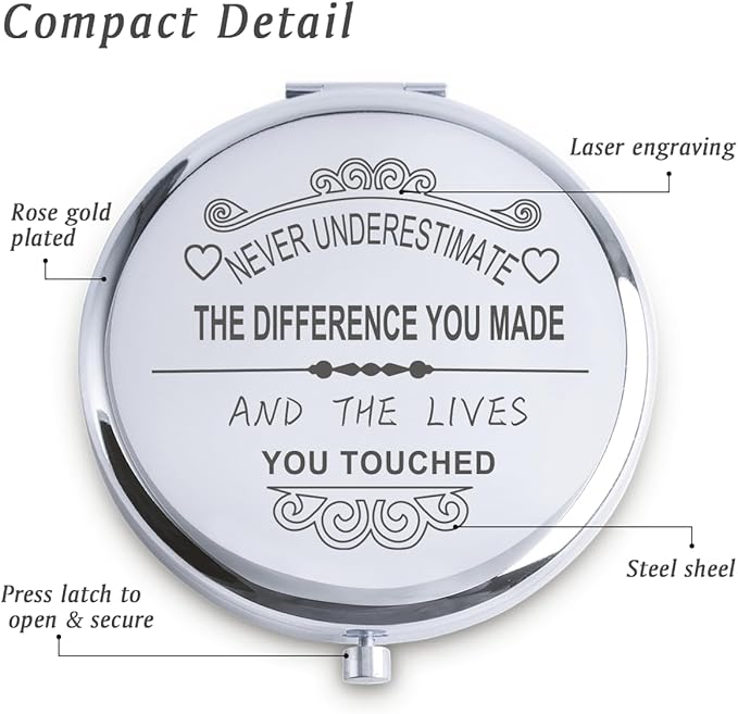 Personalized Gifts for Women Girls, Inspirational Compact Mirrors, 2025 Graduation Gifts for Her, Unique Mothers Day Birthday Gifts for Mom Sister Wife Daughter Niece, Friendship Gifts for Friends