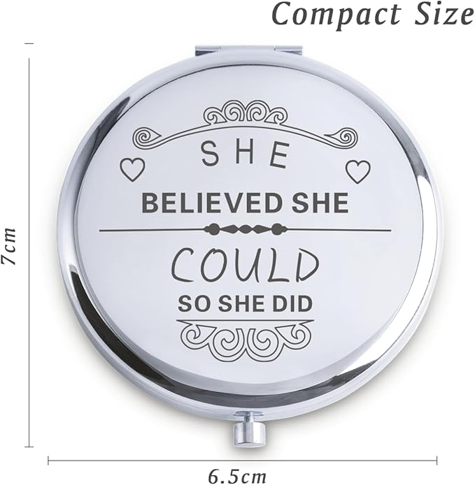 Personalized Gifts for Women Girls, Inspirational Compact Mirrors, 2025 Graduation Gifts for Her, Unique Mothers Day Birthday Gifts for Mom Sister Wife Daughter Niece, Friendship Gifts for Friends