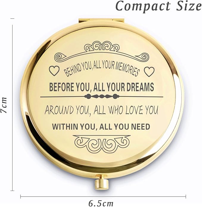 Personalized Gifts for Women Girls, Inspirational Compact Mirrors, 2025 Graduation Gifts for Her, Unique Mothers Day Birthday Gifts for Mom Sister Wife Daughter Niece, Friendship Gifts for Friends