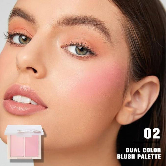 Dual Powder Matte Blush Palette β Soft Pink & Rosy β Matte Finish, Buildable Long Lasting Face Blush Makeup,Lightweight, Vegan, Cruelty-Free, Natural Pink Blush for All Skin Tones 02#