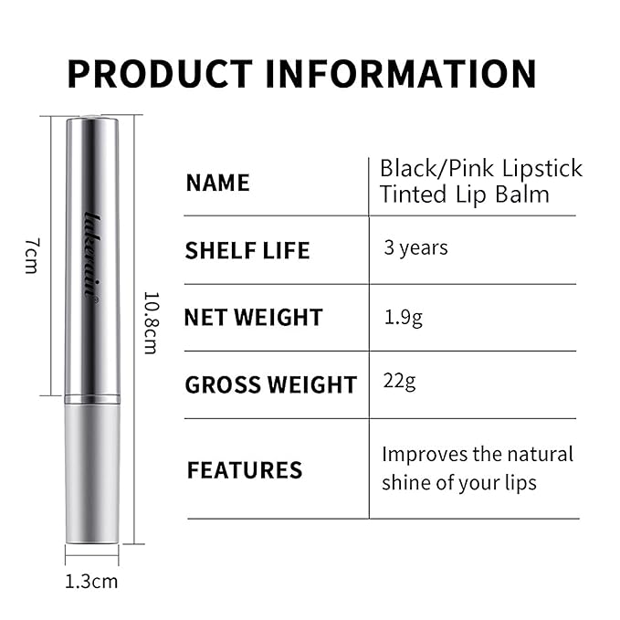 2Pcs Honey Lipstick Tinted Lip Balm, Black and Pink Lipstick, Hydrating Natural Glossy Lip Balm, Sheer Lightweight Color, Moisturizing Lip Makeup Lip Care Balm for Repairing Dry Lips