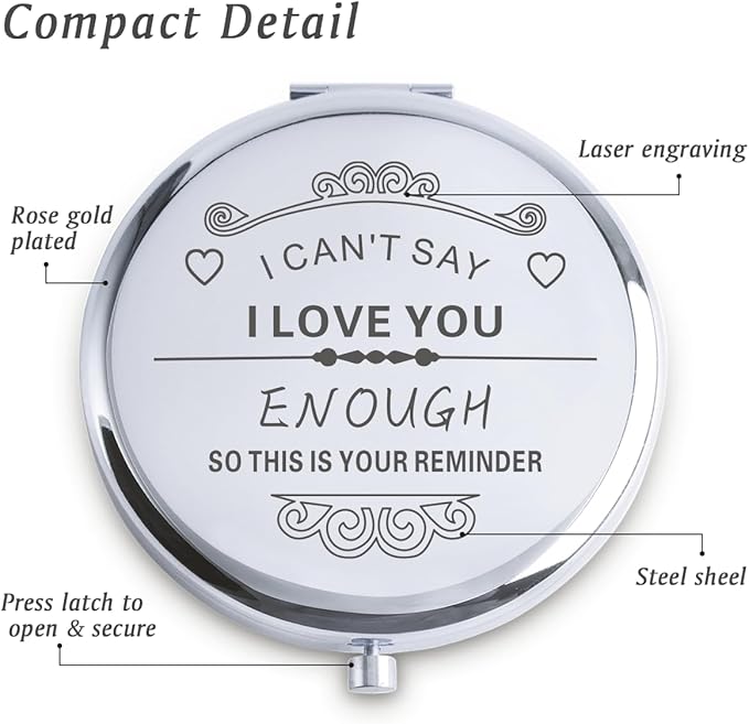 Personalized Gifts for Women Girls, Inspirational Compact Mirrors, 2025 Graduation Gifts for Her, Unique Mothers Day Birthday Gifts for Mom Sister Wife Daughter Niece, Friendship Gifts for Friends