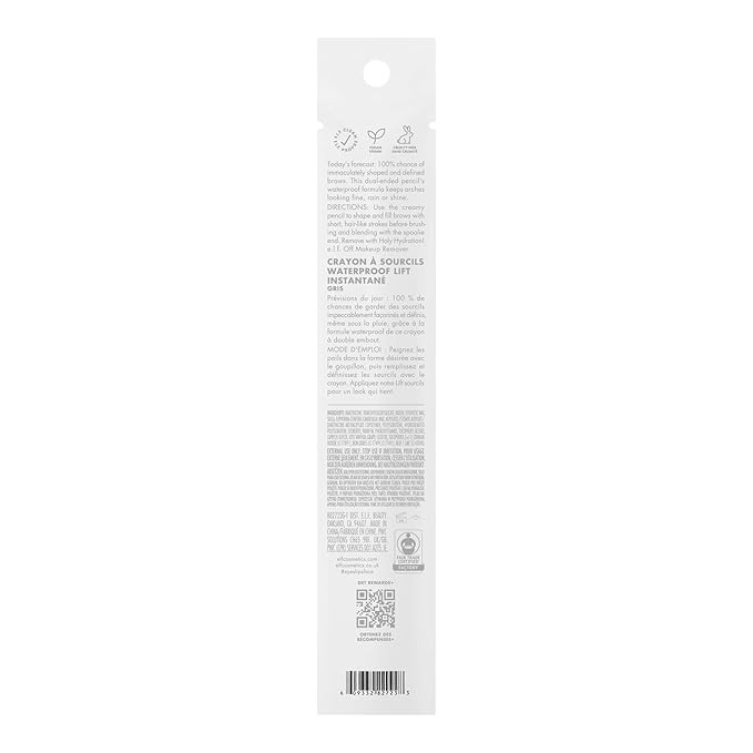 e.l.f. Instant Lift Waterproof Brow Pencil, Dual-Ended Precision Brow Pencil For Shaping & Defining Eyebrows, Vegan & Cruelty-Free, Grey